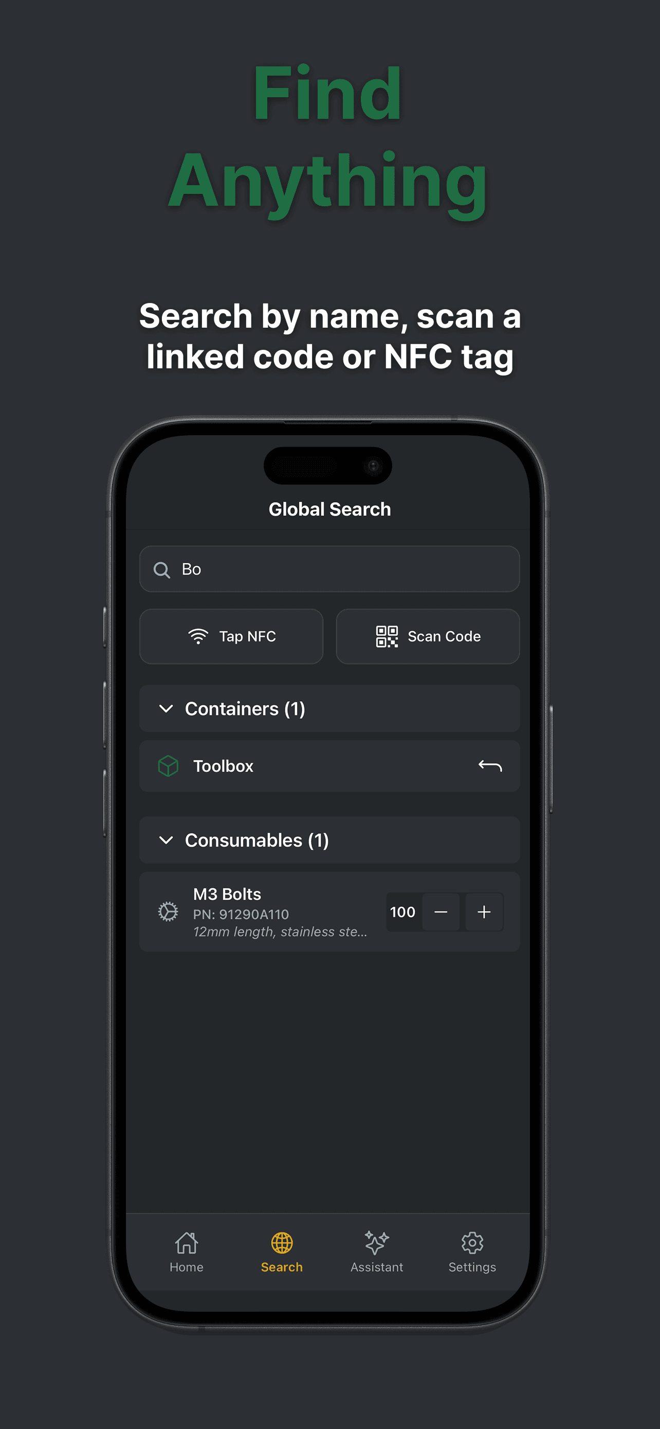 Bintech Search Feature